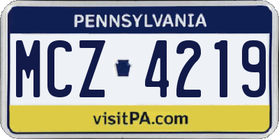 PA license plate MCZ4219