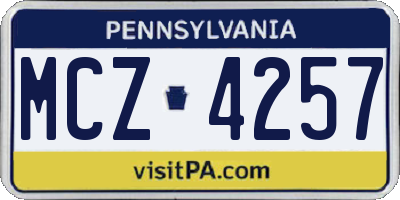 PA license plate MCZ4257