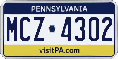 PA license plate MCZ4302