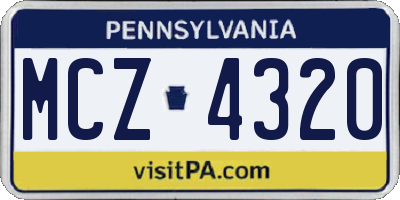 PA license plate MCZ4320