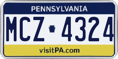 PA license plate MCZ4324