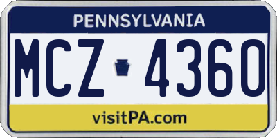 PA license plate MCZ4360