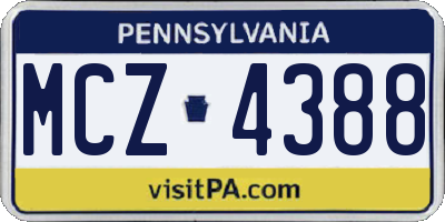PA license plate MCZ4388