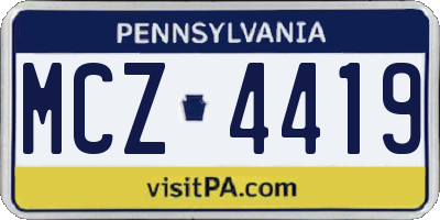 PA license plate MCZ4419