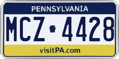 PA license plate MCZ4428