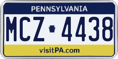 PA license plate MCZ4438