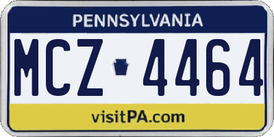 PA license plate MCZ4464