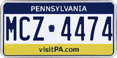 PA license plate MCZ4474