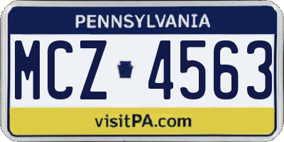 PA license plate MCZ4563