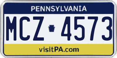 PA license plate MCZ4573
