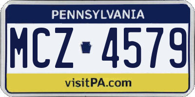 PA license plate MCZ4579