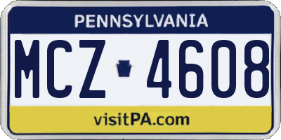 PA license plate MCZ4608