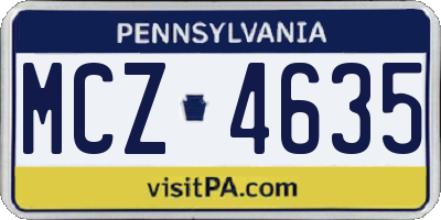PA license plate MCZ4635