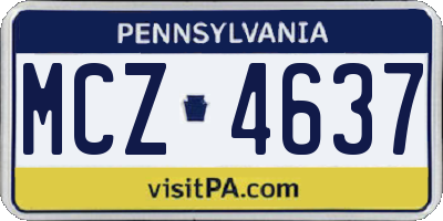 PA license plate MCZ4637