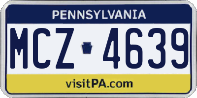 PA license plate MCZ4639