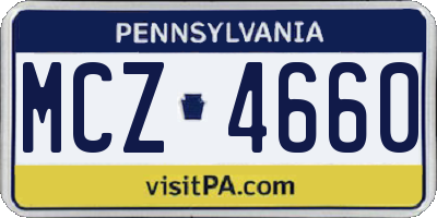 PA license plate MCZ4660