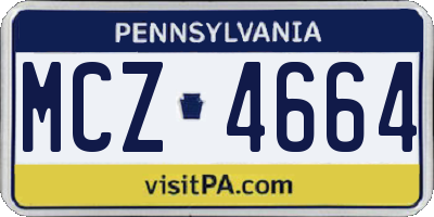 PA license plate MCZ4664