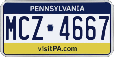 PA license plate MCZ4667