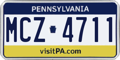 PA license plate MCZ4711