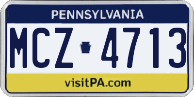 PA license plate MCZ4713