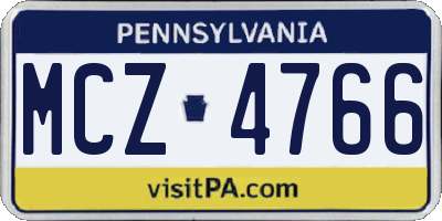PA license plate MCZ4766