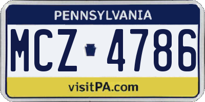 PA license plate MCZ4786
