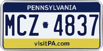 PA license plate MCZ4837