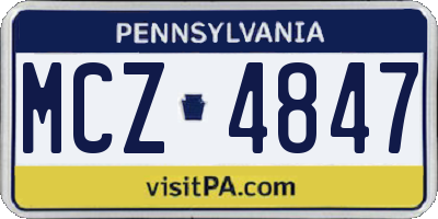 PA license plate MCZ4847