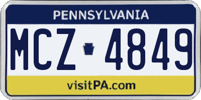 PA license plate MCZ4849