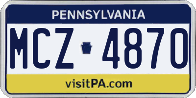 PA license plate MCZ4870