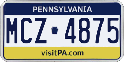 PA license plate MCZ4875