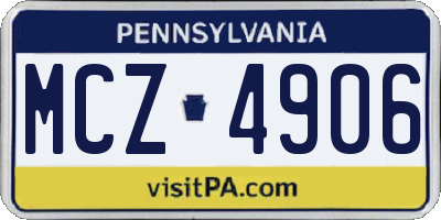 PA license plate MCZ4906