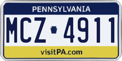 PA license plate MCZ4911