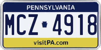PA license plate MCZ4918