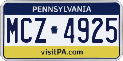 PA license plate MCZ4925