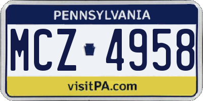 PA license plate MCZ4958