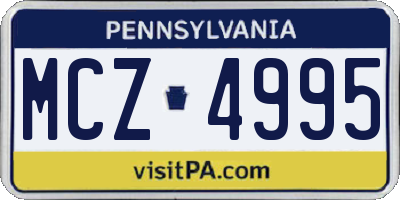 PA license plate MCZ4995