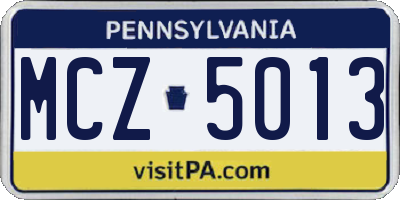 PA license plate MCZ5013