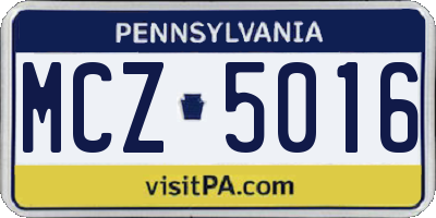 PA license plate MCZ5016