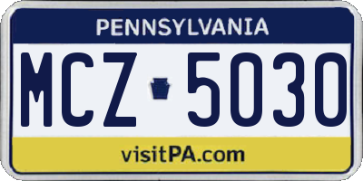 PA license plate MCZ5030