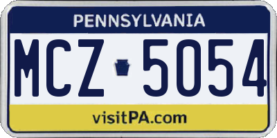 PA license plate MCZ5054