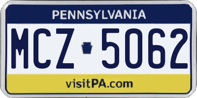 PA license plate MCZ5062