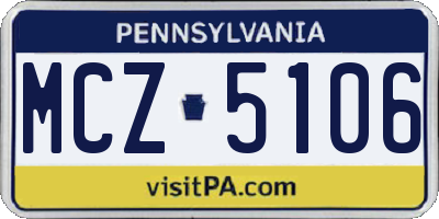 PA license plate MCZ5106
