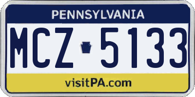 PA license plate MCZ5133