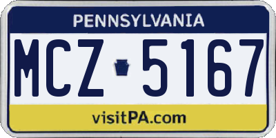 PA license plate MCZ5167