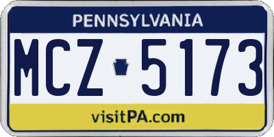 PA license plate MCZ5173
