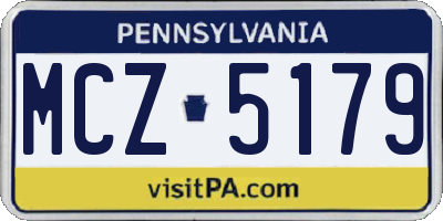 PA license plate MCZ5179