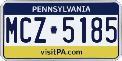 PA license plate MCZ5185