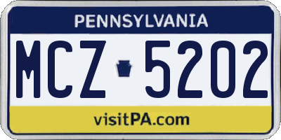 PA license plate MCZ5202