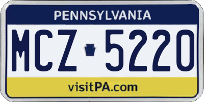 PA license plate MCZ5220